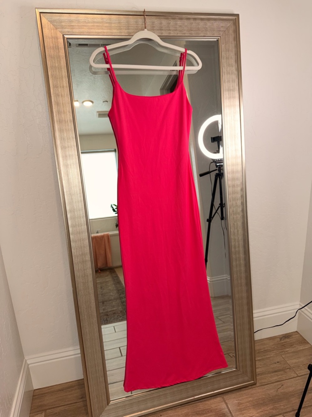 Vivid Pink Slip Maxi Dress